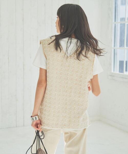 coen（コーエン）の「サマーツイードプルオーバーVネックジレ（ベスト・レディース・ベージュ/ブラック・L/M）」の9枚目の写真