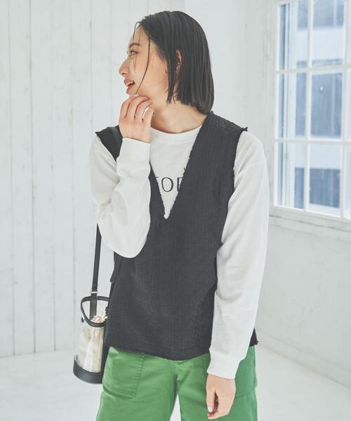 coen（コーエン）の「サマーツイードプルオーバーVネックジレ（ベスト・レディース・ベージュ/ブラック・L/M）」の11枚目の写真