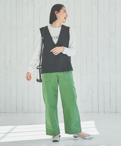 coen（コーエン）の「サマーツイードプルオーバーVネックジレ（ベスト・レディース・ベージュ/ブラック・L/M）」の16枚目の写真