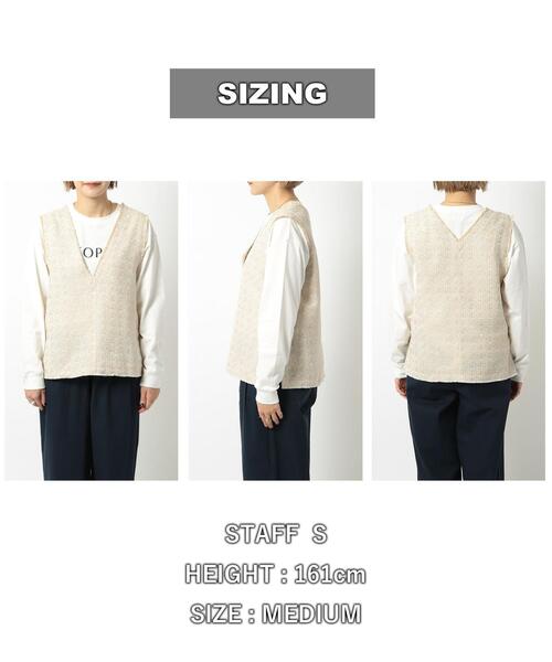 coen（コーエン）の「サマーツイードプルオーバーVネックジレ（ベスト・レディース・ベージュ/ブラック・L/M）」の17枚目の写真