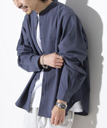 GLOSTER | 【GLOSTER/グロスター】Quick DRY バンドカラーシャツ ノーカラー ワイドフィット(シャツ/ブラウス)
