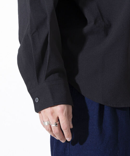 GLOSTER（グロスター）の「【GLOSTER/グロスター】Quick DRY バンドカラーシャツ ノーカラー ワイドフィット（シャツ/ブラウス・メンズ・キナリ/ブラック/グレイッシュブルー・S/M/L）」の12枚目の写真