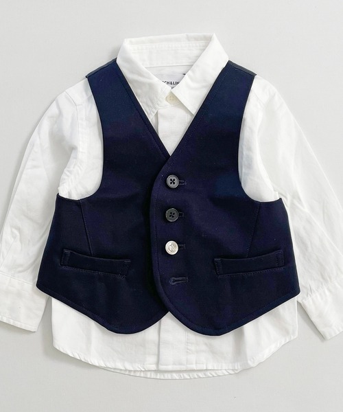 ARCH & LINE（アーチアンドライン）の「ストレッチジャージー ベスト HIGH GAUGE JERSEY BASIC VEST（スーツベスト・キッズ・グレー/ネイビー・XXS）」の6枚目の写真