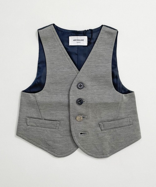 ARCH & LINE（アーチアンドライン）の「ストレッチジャージー ベスト HIGH GAUGE JERSEY BASIC VEST（スーツベスト・キッズ・グレー/ネイビー・XXS）」の13枚目の写真