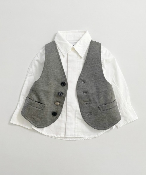 ARCH & LINE（アーチアンドライン）の「ストレッチジャージー ベスト HIGH GAUGE JERSEY BASIC VEST（スーツベスト・キッズ・グレー/ネイビー・XXS）」の9枚目の写真
