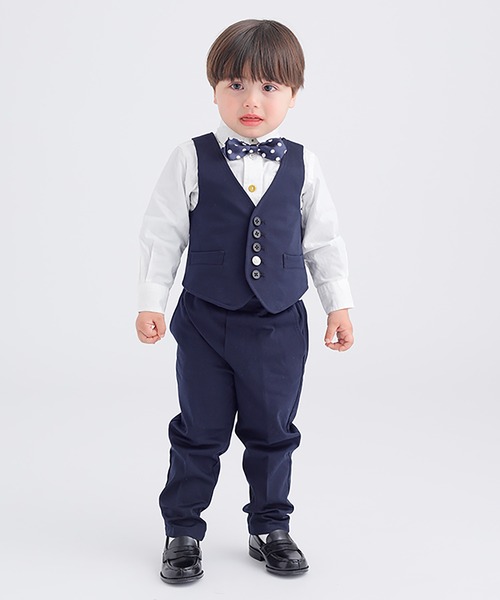 ARCH & LINE（アーチアンドライン）の「ストレッチジャージー ベスト HIGH GAUGE JERSEY BASIC VEST（スーツベスト・キッズ・グレー/ネイビー・XXS）」の5枚目の写真