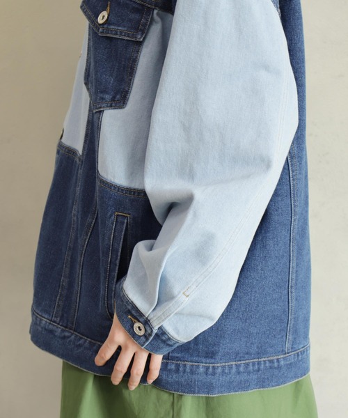BITTOKO(ビットコ)の「デニム切り替えブルゾン(デニムジャケット・レディース・ライトブルー・FREE)」の10枚目の写真