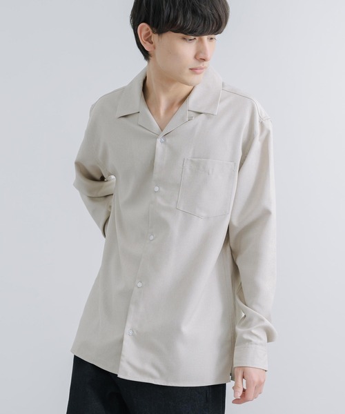 Rocky Monroe(ロッキーモンロー)の「オーバーサイズ ポリトロ オープンカラー長袖シャツ(シャツ/ブラウス・メンズ・ライトグレー/グレイッシュベージュ/ブラック/サックスブルー/チャコールグレー・M/L)」の19枚目の写真