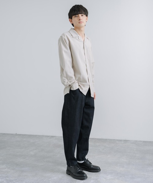 Rocky Monroe(ロッキーモンロー)の「オーバーサイズ ポリトロ オープンカラー長袖シャツ(シャツ/ブラウス・メンズ・ライトグレー/グレイッシュベージュ/ブラック/サックスブルー/チャコールグレー・M/L)」の20枚目の写真