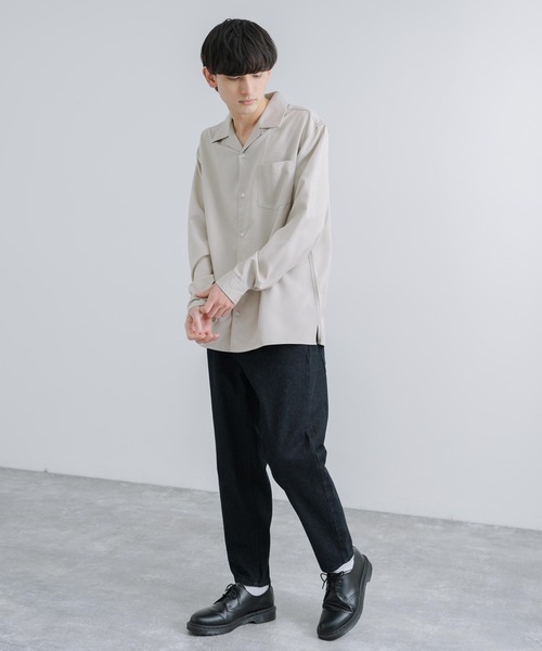 Rocky Monroe(ロッキーモンロー)の「オーバーサイズ ポリトロ オープンカラー長袖シャツ(シャツ/ブラウス・メンズ・ライトグレー/グレイッシュベージュ/ブラック/サックスブルー/チャコールグレー・M/L)」の21枚目の写真