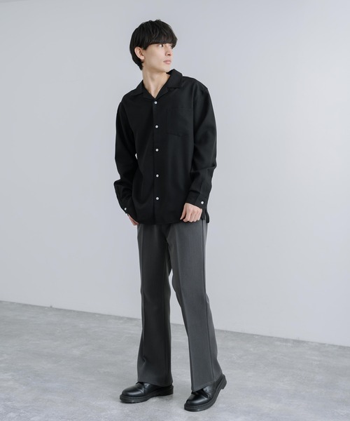 Rocky Monroe(ロッキーモンロー)の「オーバーサイズ ポリトロ オープンカラー長袖シャツ(シャツ/ブラウス・メンズ・ライトグレー/グレイッシュベージュ/ブラック/サックスブルー/チャコールグレー・M/L)」の8枚目の写真