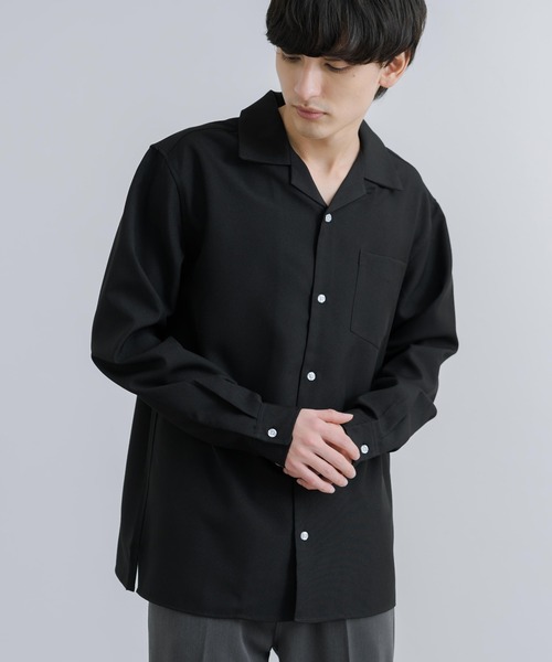 Rocky Monroe(ロッキーモンロー)の「オーバーサイズ ポリトロ オープンカラー長袖シャツ(シャツ/ブラウス・メンズ・ライトグレー/グレイッシュベージュ/ブラック/サックスブルー/チャコールグレー・M/L)」の9枚目の写真
