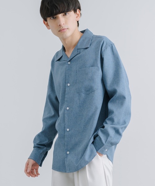 Rocky Monroe(ロッキーモンロー)の「オーバーサイズ ポリトロ オープンカラー長袖シャツ(シャツ/ブラウス・メンズ・ライトグレー/グレイッシュベージュ/ブラック/サックスブルー/チャコールグレー・M/L)」の22枚目の写真