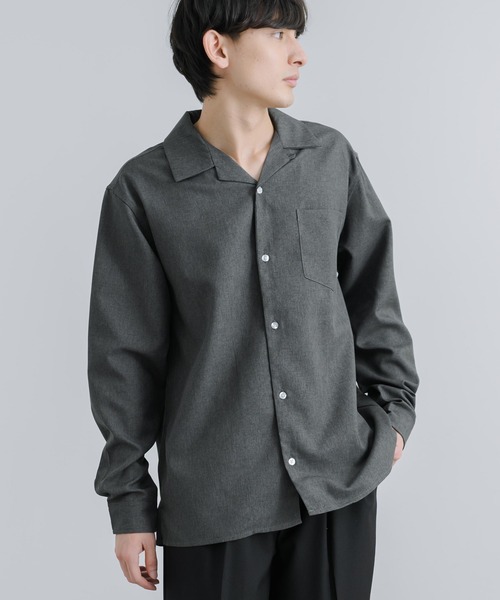 Rocky Monroe(ロッキーモンロー)の「オーバーサイズ ポリトロ オープンカラー長袖シャツ(シャツ/ブラウス・メンズ・ライトグレー/グレイッシュベージュ/ブラック/サックスブルー/チャコールグレー・M/L)」の10枚目の写真