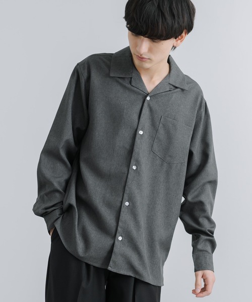 Rocky Monroe(ロッキーモンロー)の「オーバーサイズ ポリトロ オープンカラー長袖シャツ(シャツ/ブラウス・メンズ・ライトグレー/グレイッシュベージュ/ブラック/サックスブルー/チャコールグレー・M/L)」の11枚目の写真