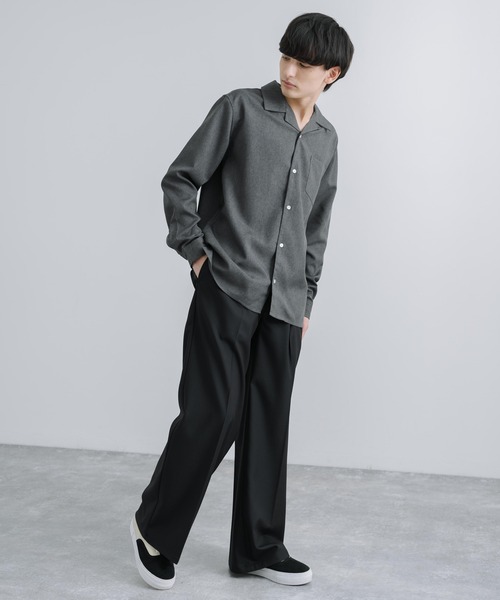 Rocky Monroe(ロッキーモンロー)の「オーバーサイズ ポリトロ オープンカラー長袖シャツ(シャツ/ブラウス・メンズ・ライトグレー/グレイッシュベージュ/ブラック/サックスブルー/チャコールグレー・M/L)」の12枚目の写真