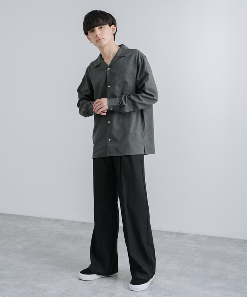 Rocky Monroe(ロッキーモンロー)の「オーバーサイズ ポリトロ オープンカラー長袖シャツ(シャツ/ブラウス・メンズ・ライトグレー/グレイッシュベージュ/ブラック/サックスブルー/チャコールグレー・M/L)」の13枚目の写真
