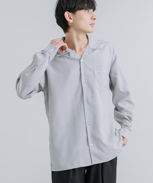Rocky Monroe(ロッキーモンロー)の「オーバーサイズ ポリトロ オープンカラー長袖シャツ(シャツ/ブラウス・メンズ・ライトグレー/グレイッシュベージュ/ブラック/サックスブルー/チャコールグレー・M/L)」の15枚目の写真