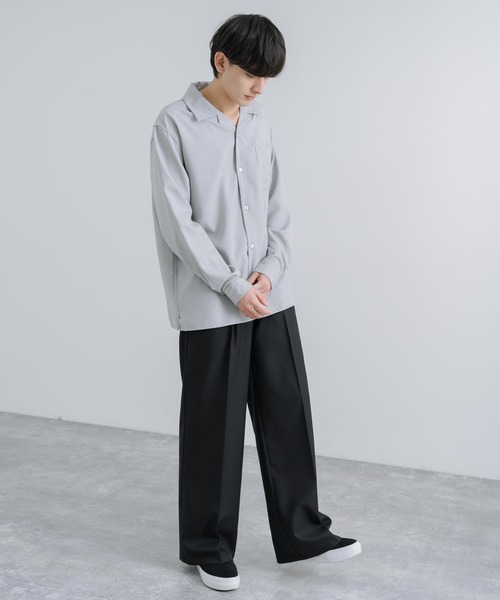 Rocky Monroe(ロッキーモンロー)の「オーバーサイズ ポリトロ オープンカラー長袖シャツ(シャツ/ブラウス・メンズ・ライトグレー/グレイッシュベージュ/ブラック/サックスブルー/チャコールグレー・M/L)」の16枚目の写真
