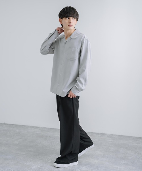 Rocky Monroe(ロッキーモンロー)の「オーバーサイズ ポリトロ オープンカラー長袖シャツ(シャツ/ブラウス・メンズ・ライトグレー/グレイッシュベージュ/ブラック/サックスブルー/チャコールグレー・M/L)」の17枚目の写真