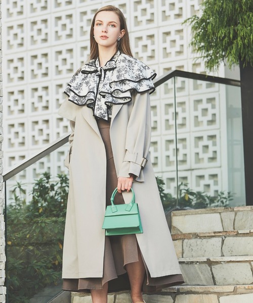 Cheek（チーク）の「【サイズ展開あり】シンプル着流しコート（チェスターコート・レディース・グリーン/ネイビー/グレー・SMALL/MEDIUM）」の2枚目の写真