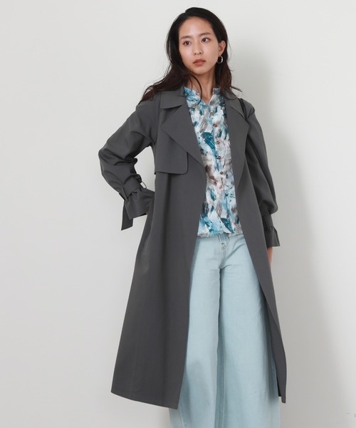 Cheek（チーク）の「【サイズ展開あり】シンプル着流しコート（チェスターコート・レディース・グリーン/ネイビー/グレー・SMALL/MEDIUM）」の3枚目の写真