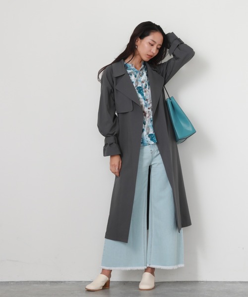 Cheek（チーク）の「【サイズ展開あり】シンプル着流しコート（チェスターコート・レディース・グリーン/ネイビー/グレー・SMALL/MEDIUM）」の5枚目の写真