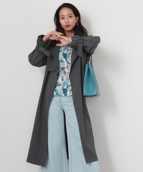 Cheek（チーク）の「【サイズ展開あり】シンプル着流しコート（チェスターコート・レディース・グリーン/ネイビー/グレー・SMALL/MEDIUM）」の8枚目の写真