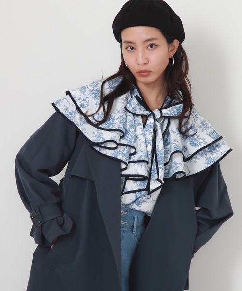 Cheek（チーク）の「【サイズ展開あり】シンプル着流しコート（チェスターコート・レディース・グリーン/ネイビー/グレー・SMALL/MEDIUM）」の6枚目の写真