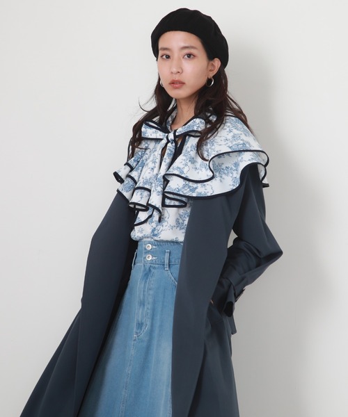 Cheek（チーク）の「【サイズ展開あり】シンプル着流しコート（チェスターコート・レディース・グリーン/ネイビー/グレー・SMALL/MEDIUM）」の9枚目の写真