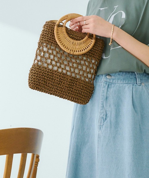 Chez toi（シェトワ）の「【WEB限定】ラタン丸ハンドルペーパー2WAYショルダー（かごバッグ・レディース・アイボリー/ブラウン/キャメル・FREE）」の3枚目の写真