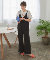 Vネックキャミソールサロペットパンツ