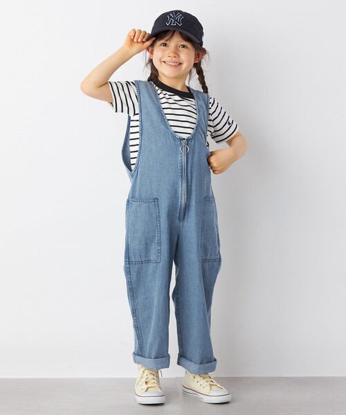 SHIPS any（シップス エニィ）の「ARCH&LINE: ライト デニム サロペット<KIDS>（サロペット/オーバーオール・キッズ・ライトブルー/ブルー・M(125-135)/L(140-150)）」の3枚目の写真