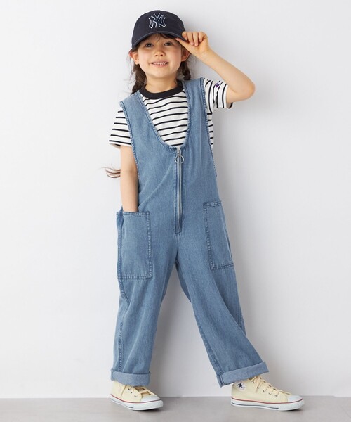 SHIPS any（シップス エニィ）の「ARCH&LINE: ライト デニム サロペット<KIDS>（サロペット/オーバーオール・キッズ・ライトブルー/ブルー・M(125-135)/L(140-150)）」の10枚目の写真