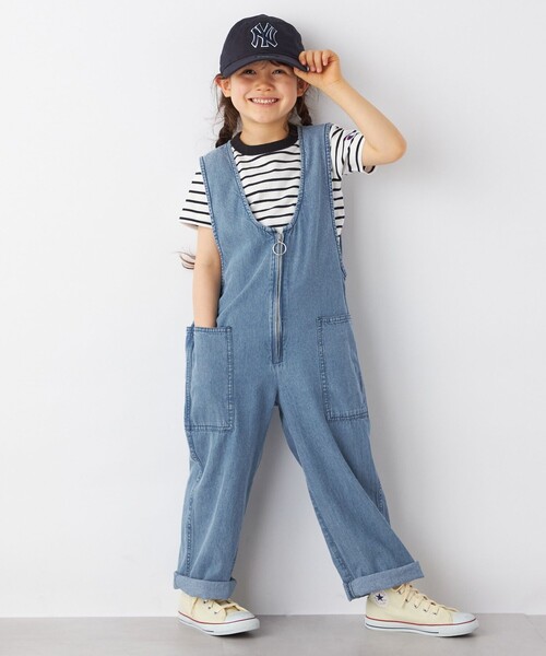 SHIPS any（シップス エニィ）の「ARCH&LINE: ライト デニム サロペット<KIDS>（サロペット/オーバーオール・キッズ・ライトブルー/ブルー・M(125-135)/L(140-150)）」の9枚目の写真