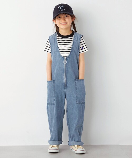 SHIPS any（シップス エニィ）の「ARCH&LINE: ライト デニム サロペット<KIDS>（サロペット/オーバーオール・キッズ・ライトブルー/ブルー・M(125-135)/L(140-150)）」の8枚目の写真