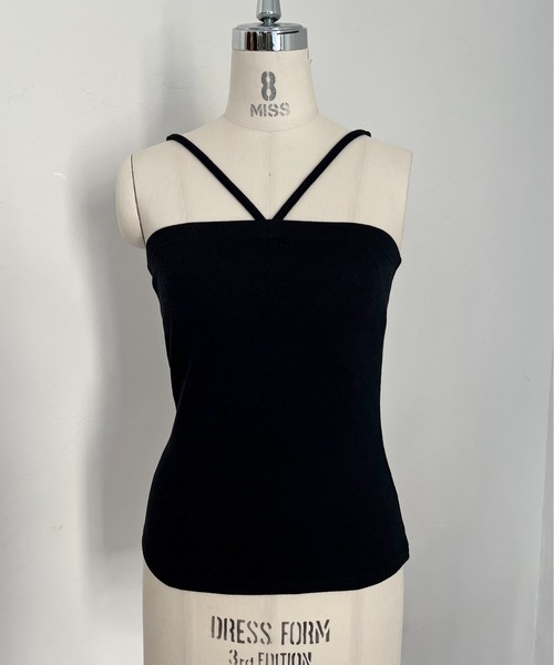 prose verse（プロズヴェール）の「Vストラップカップ付きキャミ（キャミソール・レディース・ブラック/オフホワイト・FREE）」の5枚目の写真