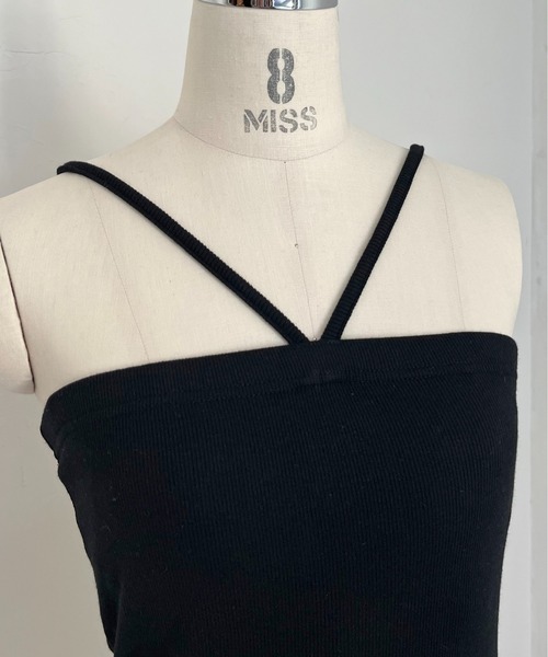 prose verse（プロズヴェール）の「Vストラップカップ付きキャミ（キャミソール・レディース・ブラック/オフホワイト・FREE）」の6枚目の写真