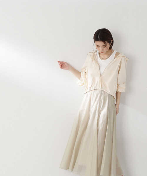 NATURAL BEAUTY BASIC（ナチュラルビューティーベーシック）の「◇シャイニーシアーボイルスカート（スカート・レディース・チャコールグレー/ベージュ/ブルー/ベージュ系その他2/レッド/グレー系その他2・SMALL/MEDIUM）」の13枚目の写真