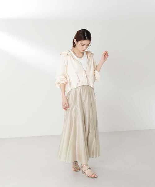 NATURAL BEAUTY BASIC（ナチュラルビューティーベーシック）の「◇シャイニーシアーボイルスカート（スカート・レディース・チャコールグレー/ベージュ/ブルー/ベージュ系その他2/レッド/グレー系その他2・SMALL/MEDIUM）」の15枚目の写真