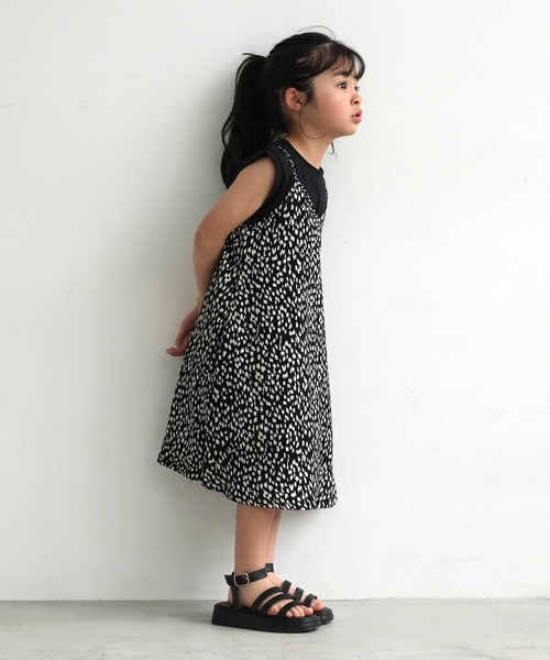 キッズ モノトーンペインティング柄キャミワンピース（ワンピース