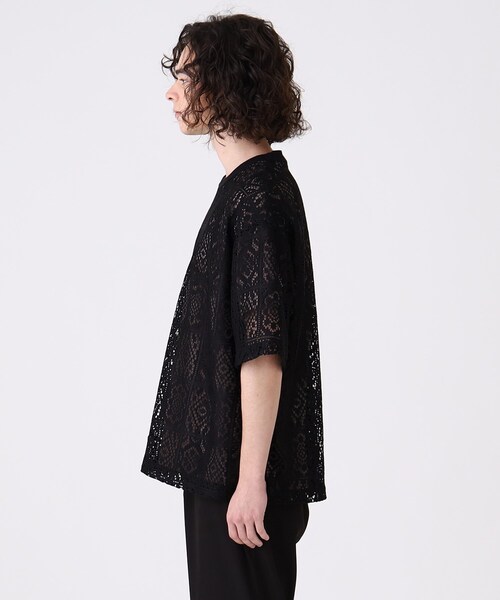 tk.TAKEO KIKUCHI（ティーケータケオキクチ）の「◆スクエアレースTブラウス（Tシャツ/カットソー・メンズ・ブラック/オフホワイト・02/03）」の5枚目の写真