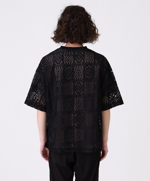 tk.TAKEO KIKUCHI（ティーケータケオキクチ）の「◆スクエアレースTブラウス（Tシャツ/カットソー・メンズ・ブラック/オフホワイト・02/03）」の6枚目の写真