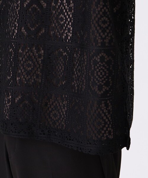 tk.TAKEO KIKUCHI（ティーケータケオキクチ）の「◆スクエアレースTブラウス（Tシャツ/カットソー・メンズ・ブラック/オフホワイト・02/03）」の9枚目の写真