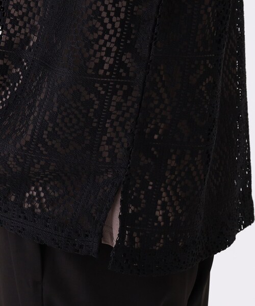 tk.TAKEO KIKUCHI（ティーケータケオキクチ）の「◆スクエアレースTブラウス（Tシャツ/カットソー・メンズ・ブラック/オフホワイト・02/03）」の10枚目の写真