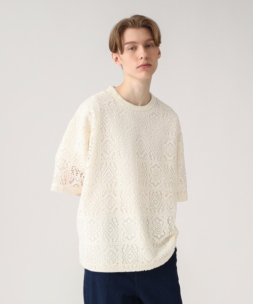 tk.TAKEO KIKUCHI（ティーケータケオキクチ）の「◆スクエアレースTブラウス（Tシャツ/カットソー・メンズ・ブラック/オフホワイト・02/03）」の12枚目の写真