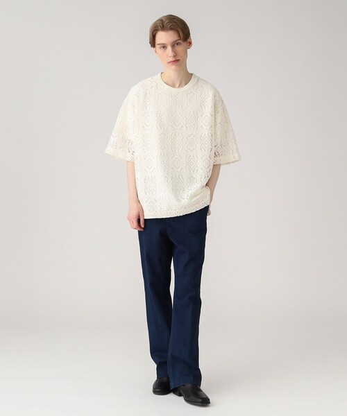 tk.TAKEO KIKUCHI（ティーケータケオキクチ）の「◆スクエアレースTブラウス（Tシャツ/カットソー・メンズ・ブラック/オフホワイト・02/03）」の14枚目の写真