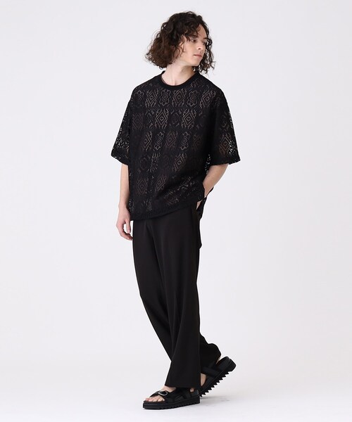 tk.TAKEO KIKUCHI（ティーケータケオキクチ）の「◆スクエアレースTブラウス（Tシャツ/カットソー・メンズ・ブラック/オフホワイト・02/03）」の17枚目の写真
