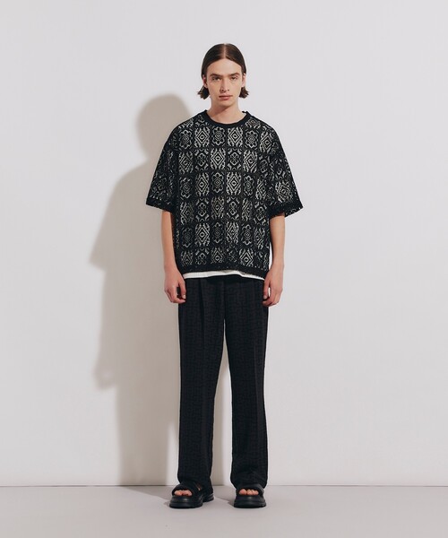 tk.TAKEO KIKUCHI（ティーケータケオキクチ）の「◆スクエアレースTブラウス（Tシャツ/カットソー・メンズ・ブラック/オフホワイト・02/03）」の22枚目の写真