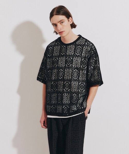 tk.TAKEO KIKUCHI（ティーケータケオキクチ）の「◆スクエアレースTブラウス（Tシャツ/カットソー・メンズ・ブラック/オフホワイト・02/03）」の19枚目の写真